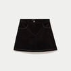 Jupe-short trap&egrave;ze en velours marron fonc&eacute; femme