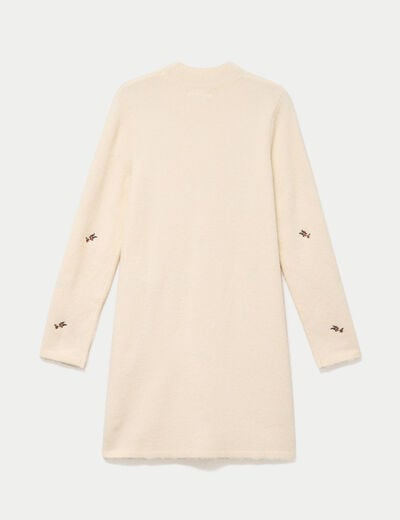 Robe pull droite manches longues sable femme