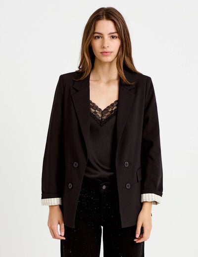 Blazer ajust&eacute; manches longues noir femme