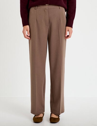 Pantalon large ventre plat taupe femme