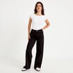 Jean wide leg taille haute Petite denim noir femme
