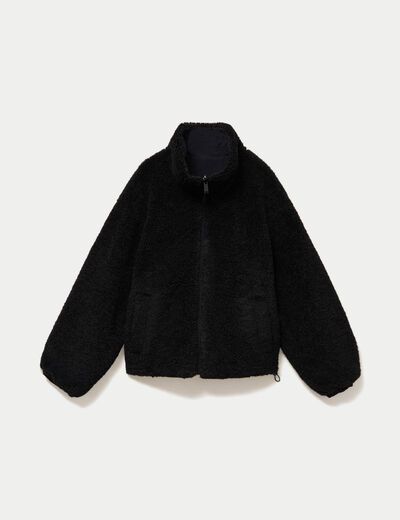 Veste r&eacute;versible effet polaire noir femme