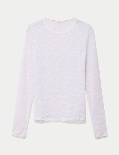 T-shirt ajust&eacute; manches longues blanc femme