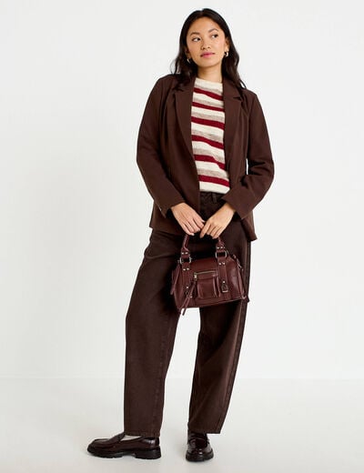 Pull ample manches longues ivoire femme