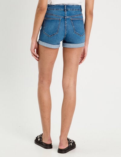 Short slim en jean denim stone femme