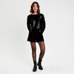 Pull manches longues avec sequins noir femme