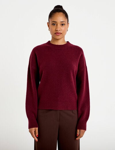 Pull col rond bordeaux femme