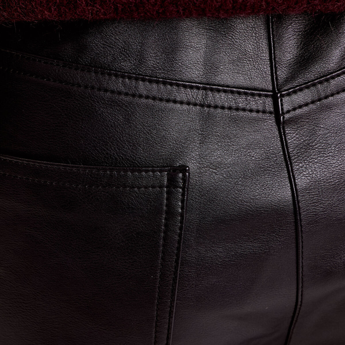 Pantalon droit similicuir noir femme