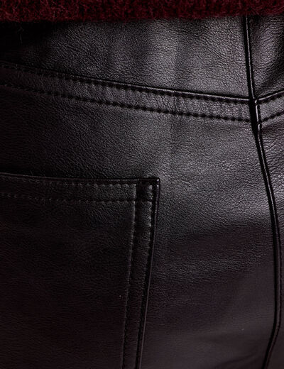 Pantalon droit similicuir noir femme