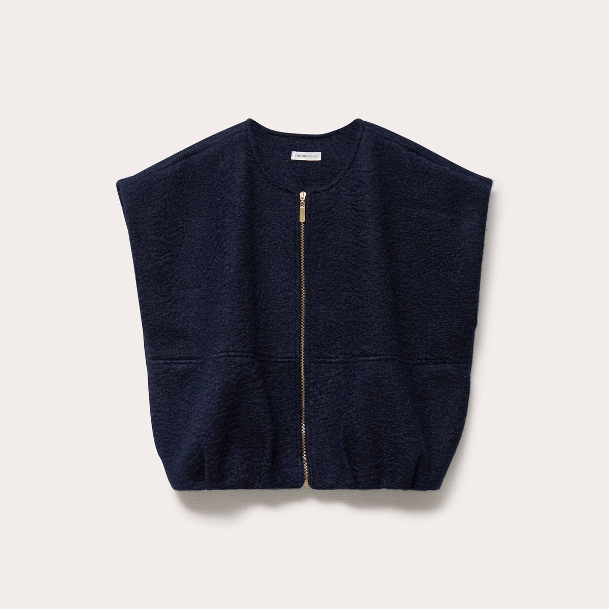Gilet oversize sans manches col rond bleu marine femme