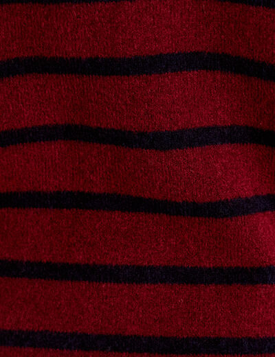 Robe pull droite manches longues 3/4 rouge fonc&eacute; femme