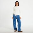 Jean avec broderie bleu femme