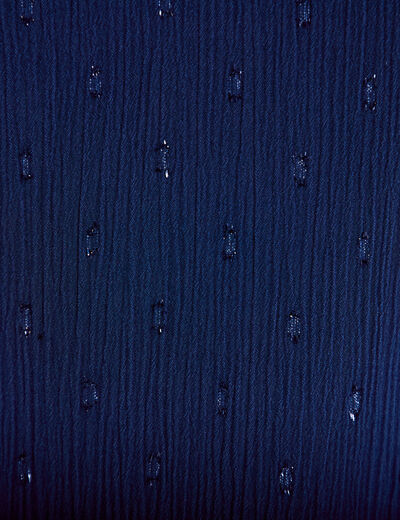 Robe longue &eacute;vas&eacute;e col v dentelle bleu marine femme