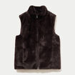 Veste courte ajust&eacute;e sans manches marron fonc&eacute; femme