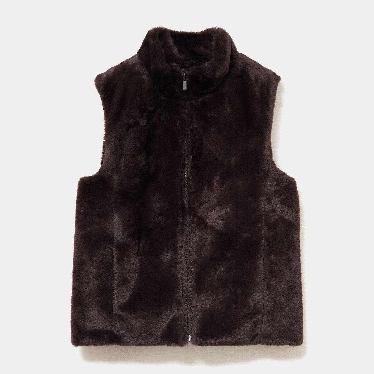Veste courte ajust&eacute;e sans manches marron fonc&eacute; femme