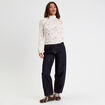 Blouse ajour&eacute;e col montant dentelle ivoire femme