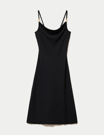 Robe longue droite en maille noir femme