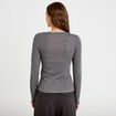 T-shirt ajust&eacute; col rond manches longues gris fonc&eacute; femme