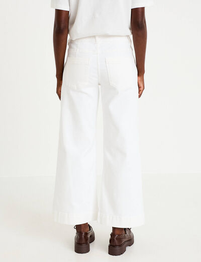 Jean wide leg cropped taille haute denim blanc femme