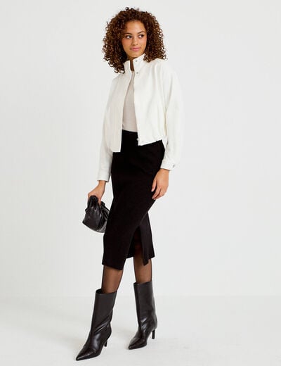 Jupe ajust&eacute;e longueur 3/4 noir femme