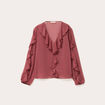 Blouse col V manches longues vieux rose femme
