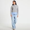 Gilet 2-en-1 col chemise manches longues gris clair femme