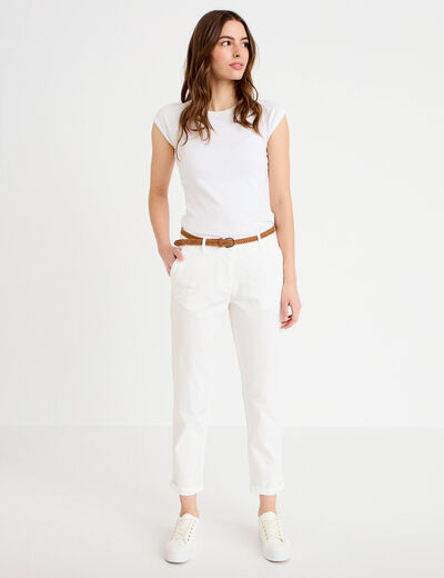 Pantalon chino 7/8&egrave;me ecru femme