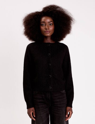 Gilet boutons coeur noir femme