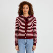 Gilet &agrave; capuche manches longues bordeaux femme