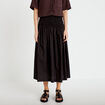 Jupon &eacute;vas&eacute; taille smock&eacute;e noir femme