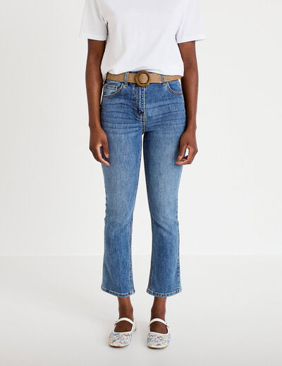 Jean bootcut cropped taille haute denim double stone femme