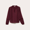 Blouse broderie col V manches longues bordeaux femme