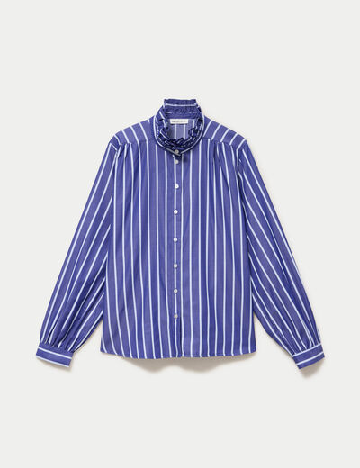 Chemise oversize manches longues bleu femme