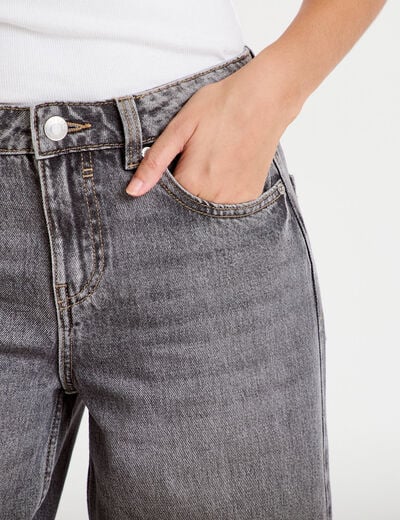 Jean wide leg taille basse denim gris femme