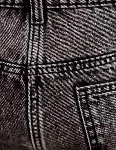 Short mom taille haute en jean denim noir femme