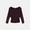 Top droit col bateau manches longues violet fonc&eacute; femme