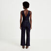 Combinaison jean large sans manches denim brut femme
