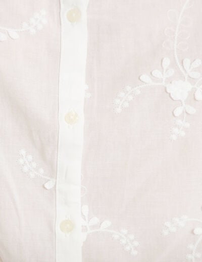 Chemise droite sans manches &agrave; relief ecru femme