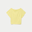 T-shirt col bateau manches courtes jaune citron femme