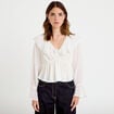 Blouse col claudine bas resserr&eacute; ecru femme