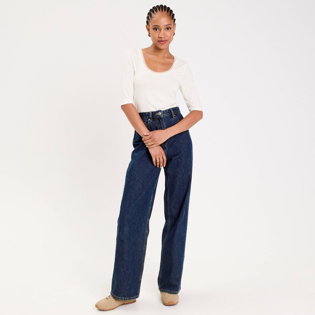 T-shirt thermique manches courtes ecru femme