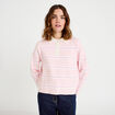 Polo manches longues col chemise rose poudr&eacute;e femme