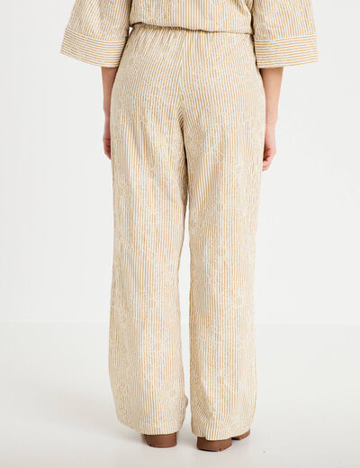 Pantalon large taille standard beige moyen femme