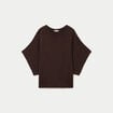 Pull oversize col rond manches courtes marron fonc&eacute; femme