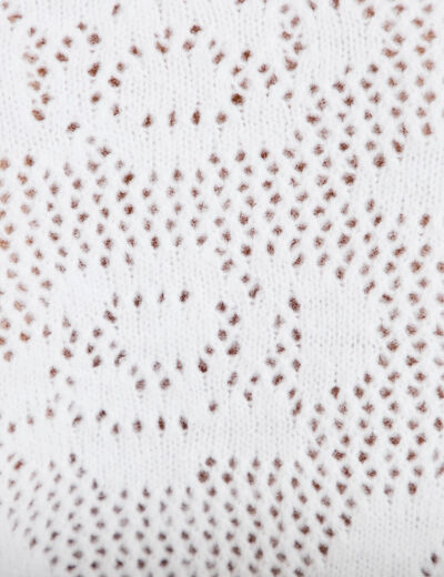 Pull ajour&eacute; p&eacute;plum manches longues ecru femme