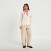 Pull col montant manches longues ecru femme