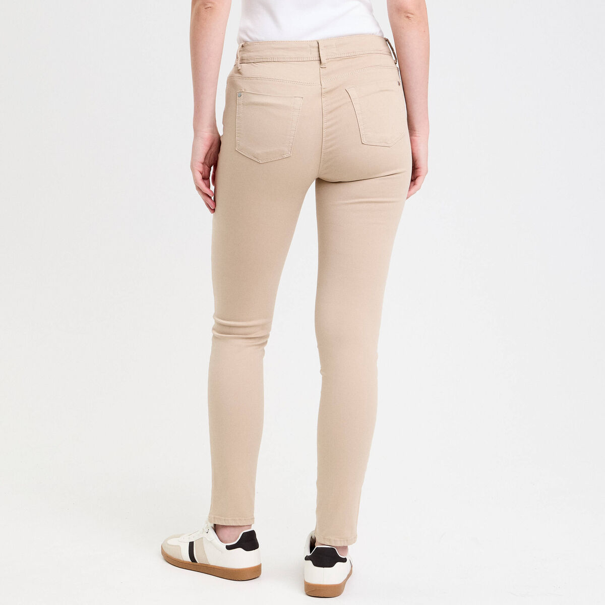 Jeans slim 5 poches taupe femme