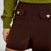 Short stretch d&eacute;tails coeur marron fonc&eacute; femme