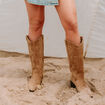 Bottes aspect daim beige femme