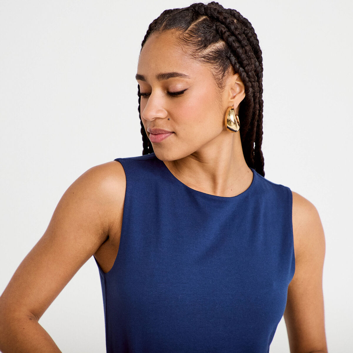 D&eacute;bardeur cropped bleu fonc&eacute; femme